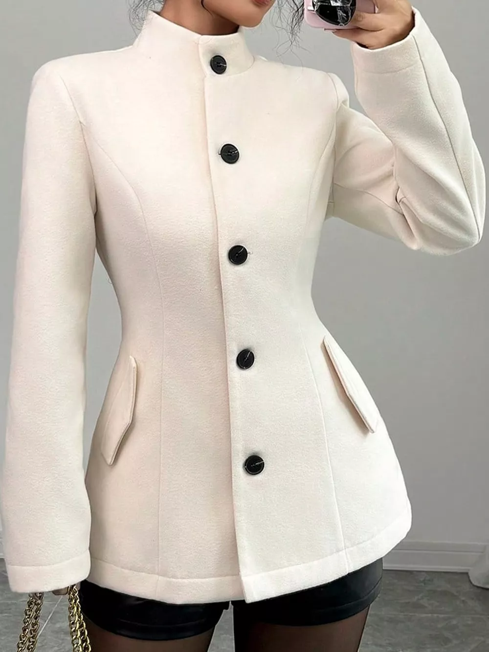 Stand-Collar Single-Breasted Outerwear, image 4