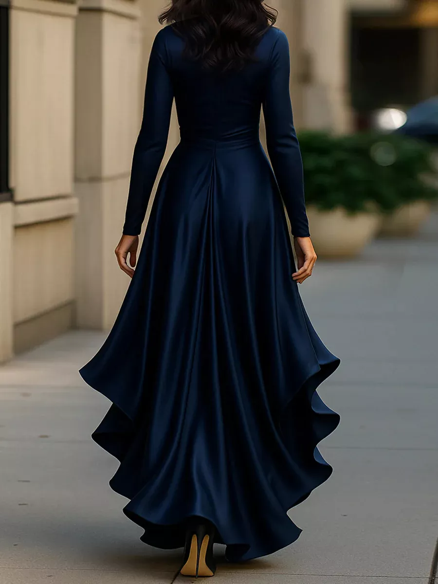 Elegant Wrap Dress with Ruffled Hem, image 8