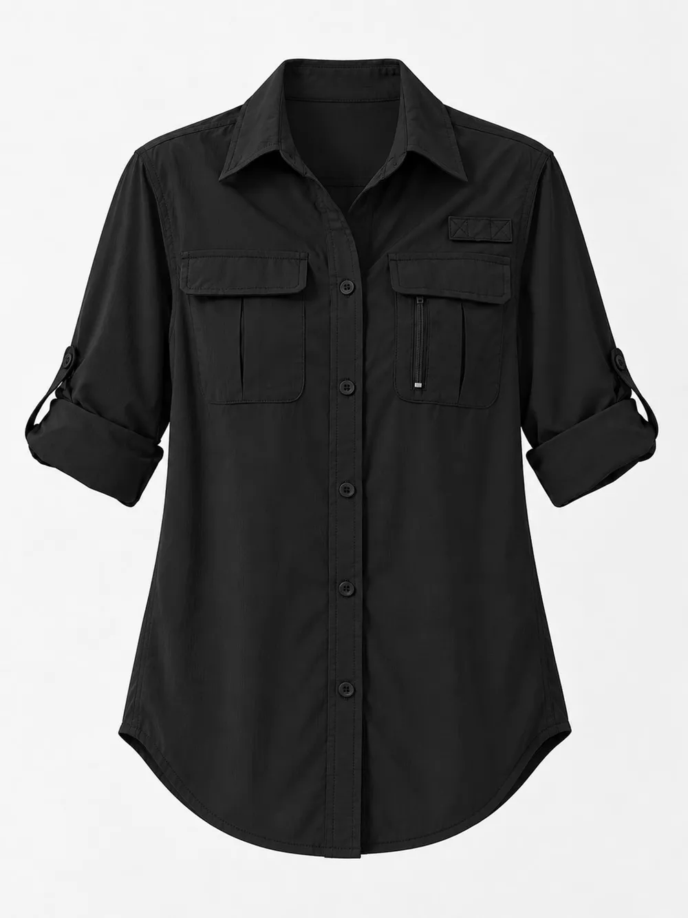 Full Size Button-Down Roll-Up Sleeve Shirt Plus Size, image 24