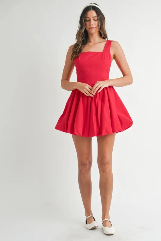 Poplin Square Neckline Bubble Mini Dress, image 12