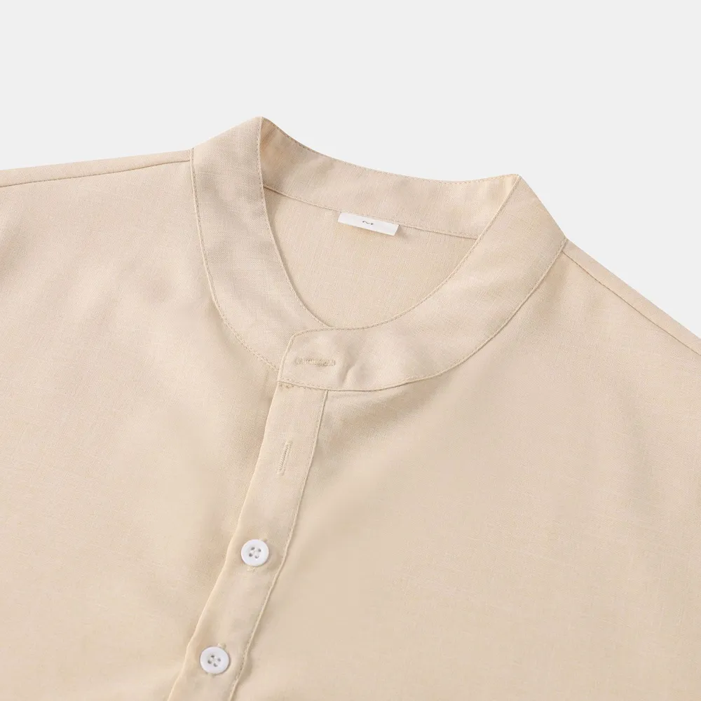 Men's Stand Collar Short Sleeve Henley Shirt, image 3