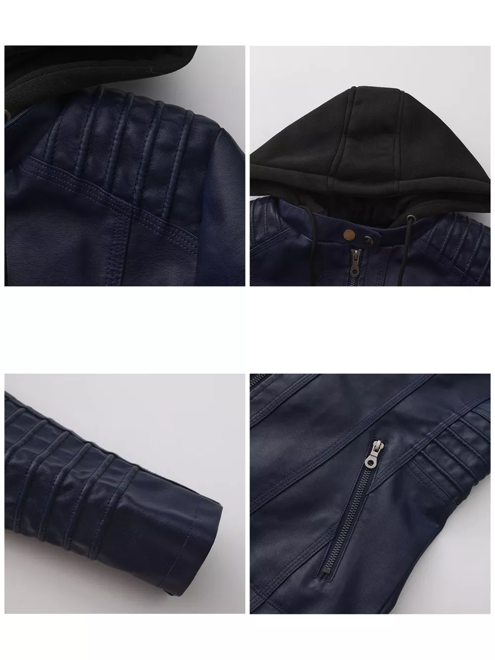 Full Size Detachable Hooded Faux Leather Moto Jacket Plus Size, image 32