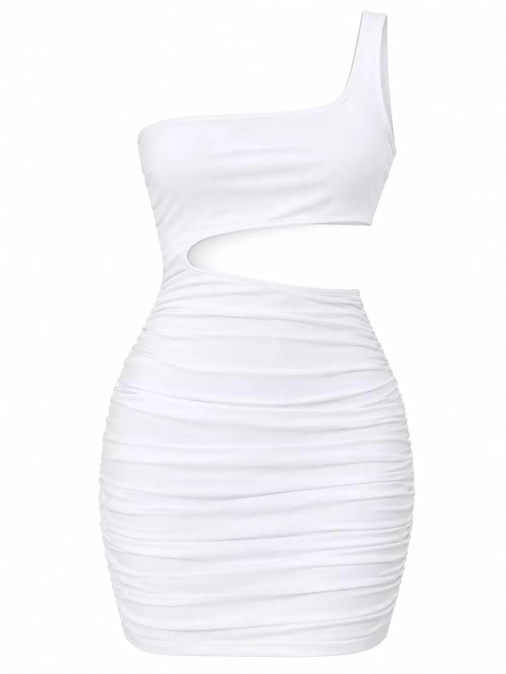 One-Shoulder Cutout Ruched Bodycon Mini Dress, image 10