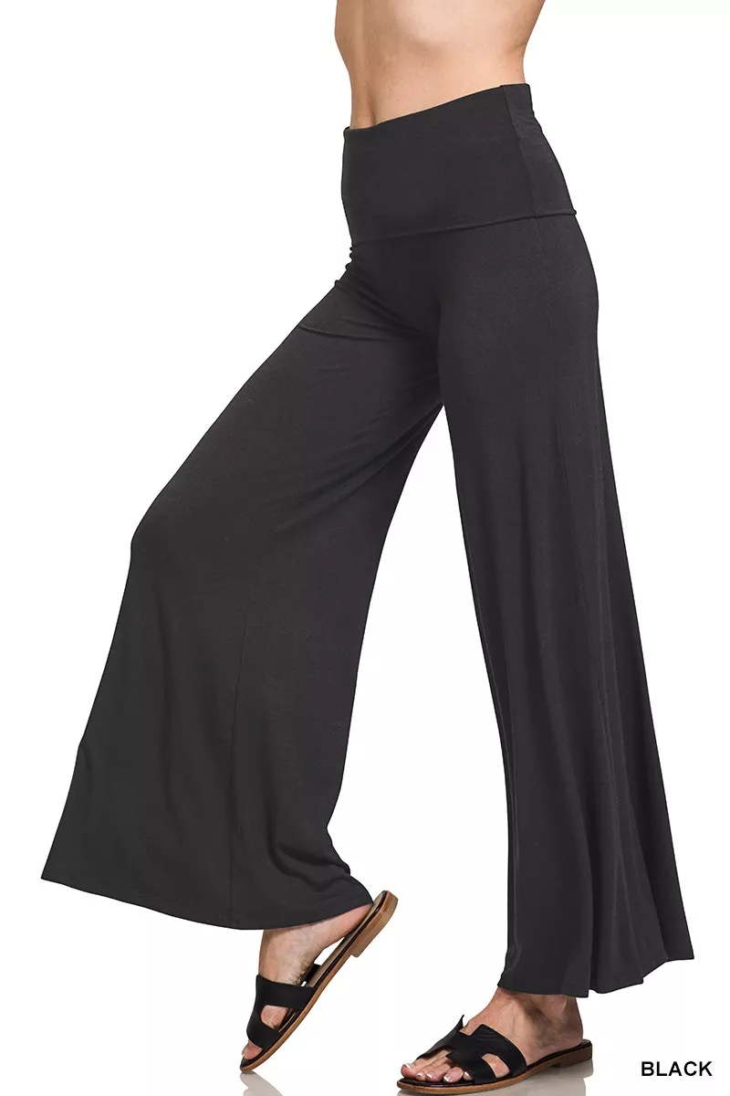 Full Size Fold Over Waist Comfy Wide Leg Pants Plus Size, image 5