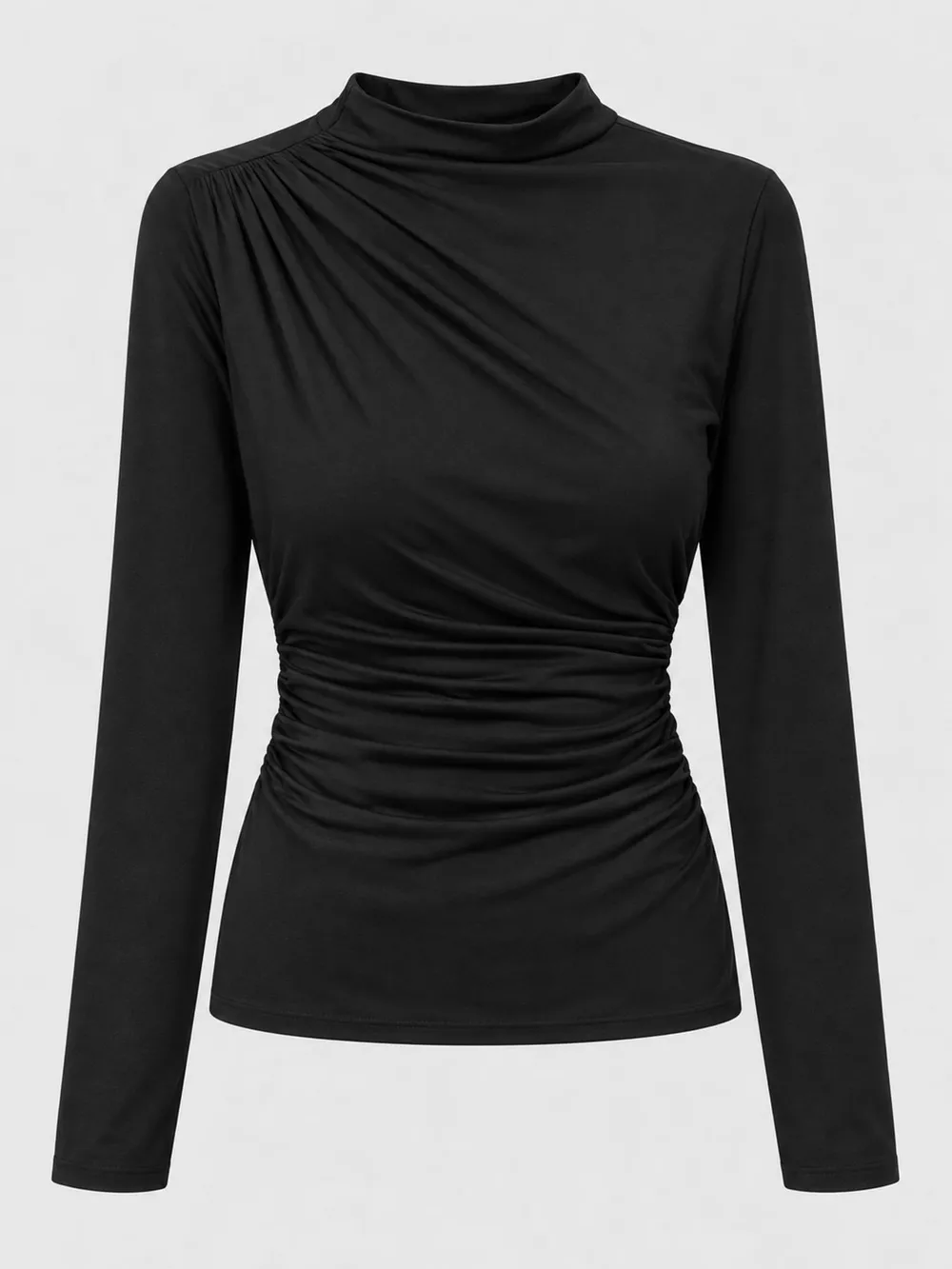 Ruched Long Sleeve Slim-Fit T-Shirt, image 9