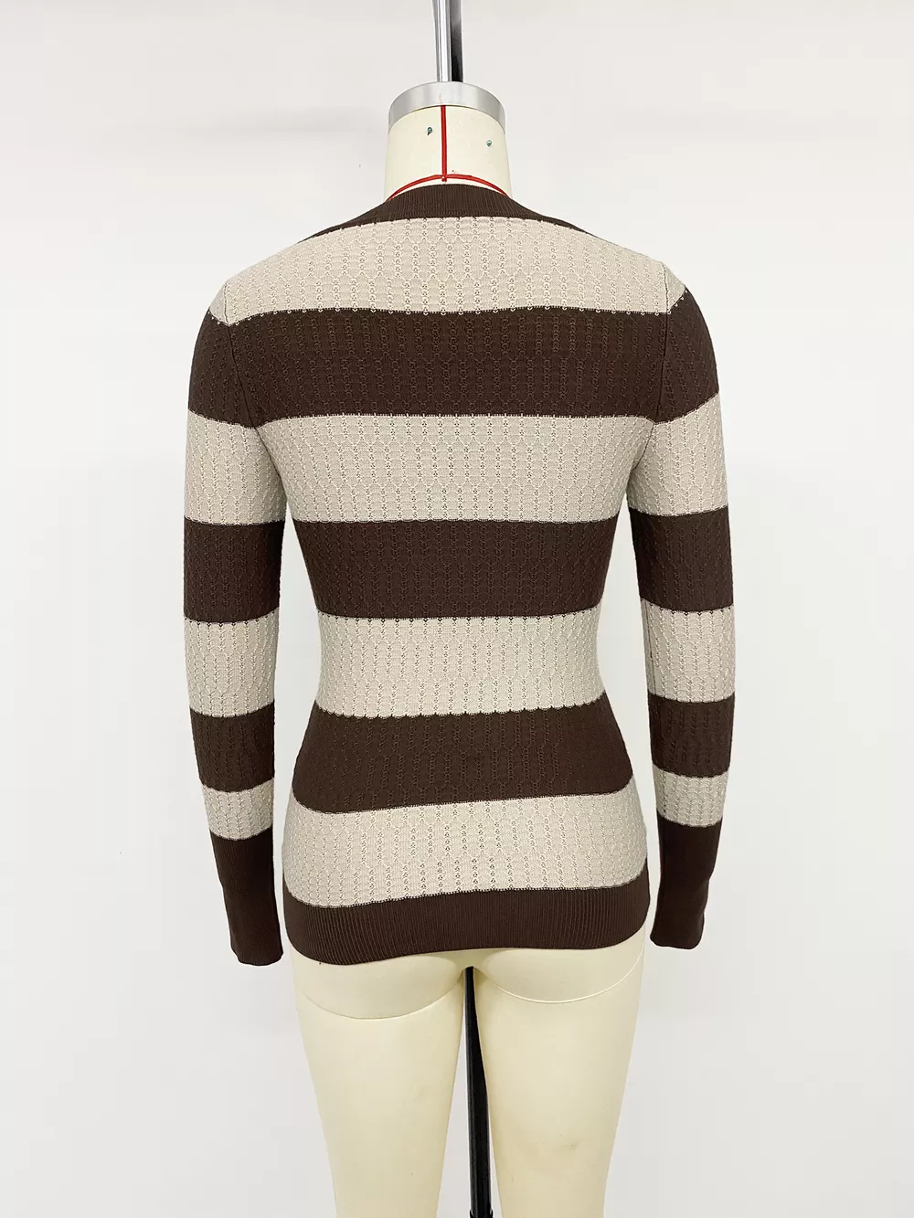 Striped V-Neck Knit Top, image 7