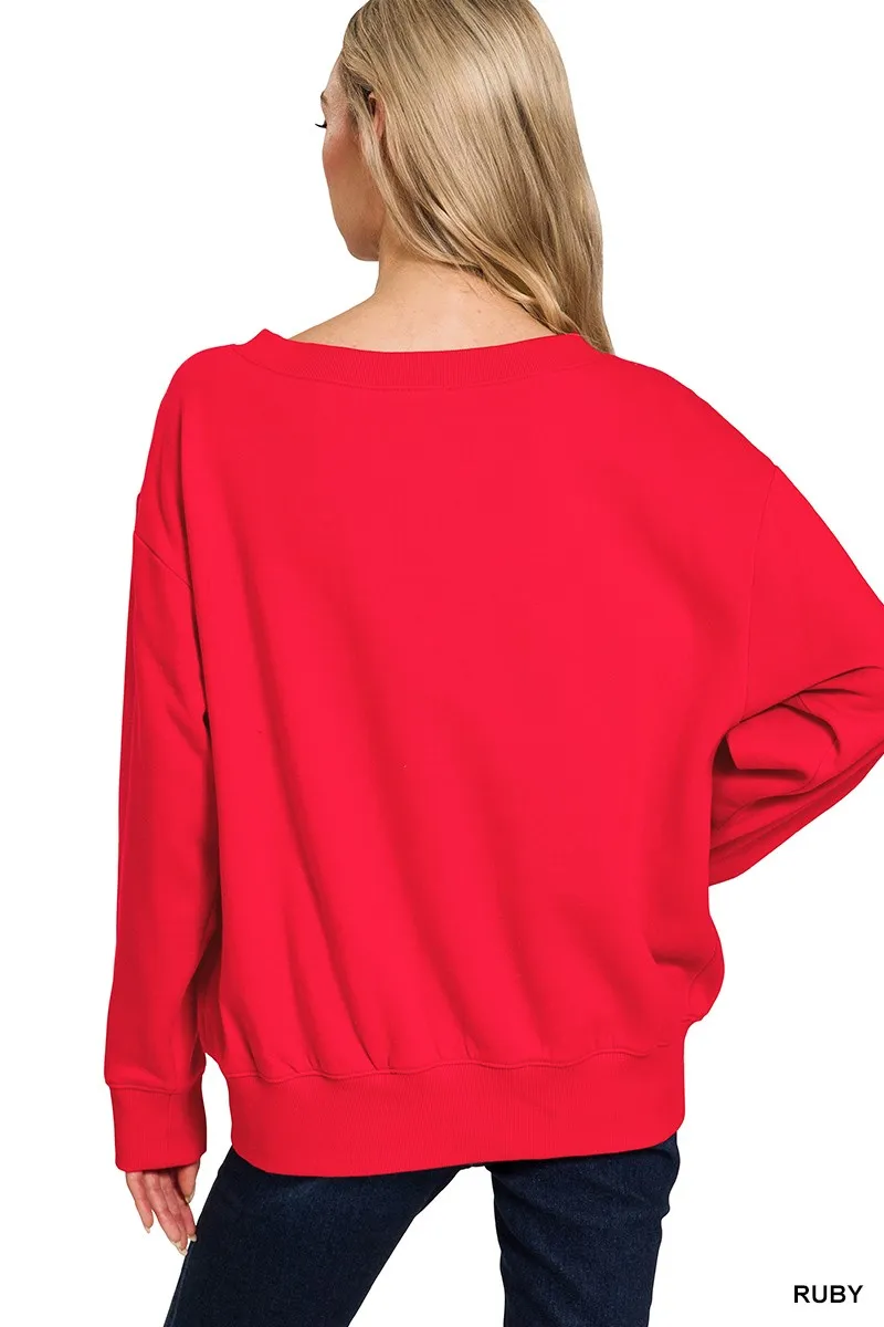 Fleece Boat Neck Sweatshirt, image 2