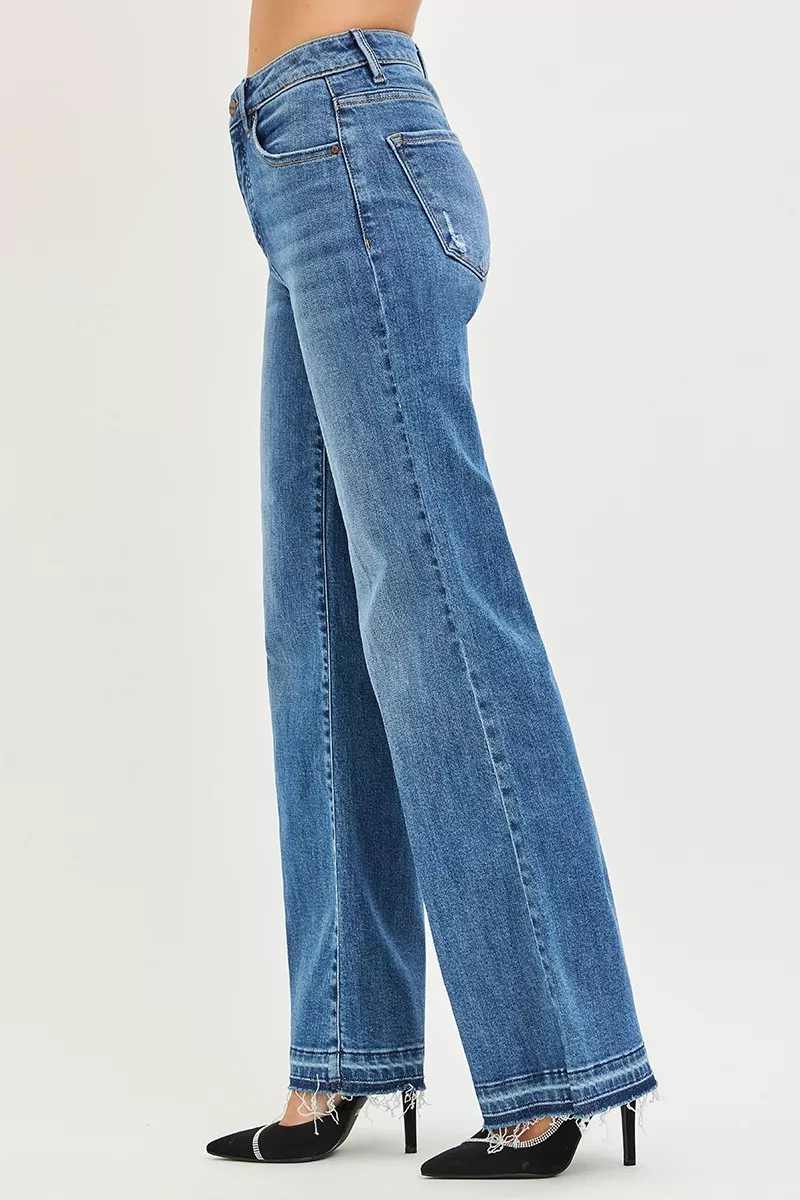 High Rise Wide Leg Jeans With Released Hem, image 6