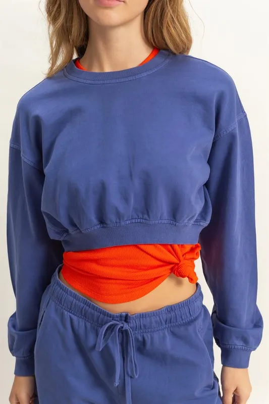 Crew Neck Long Sleeve Crop Sweatshirt, image 5