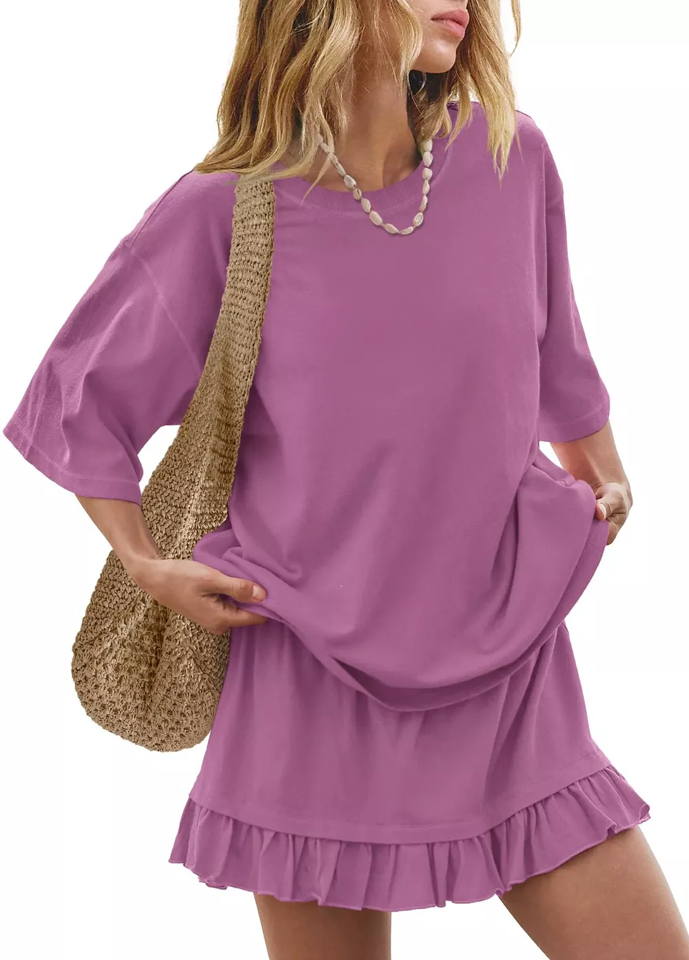 Round Neck Half Sleeve Tee and Skirt Set, image 12