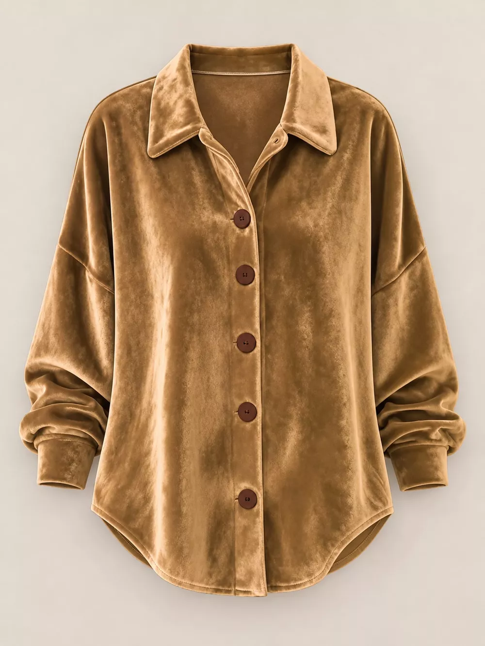 Full Size Velvet Button-Down Long Sleeve Shirt Plus Size, image 4