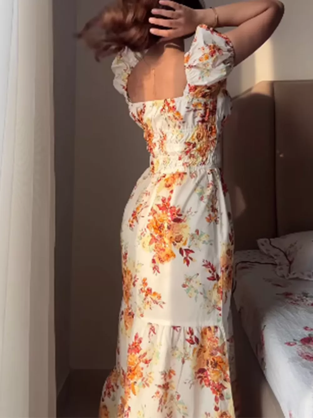 Floral Print Short Sleeve Dress, image 5