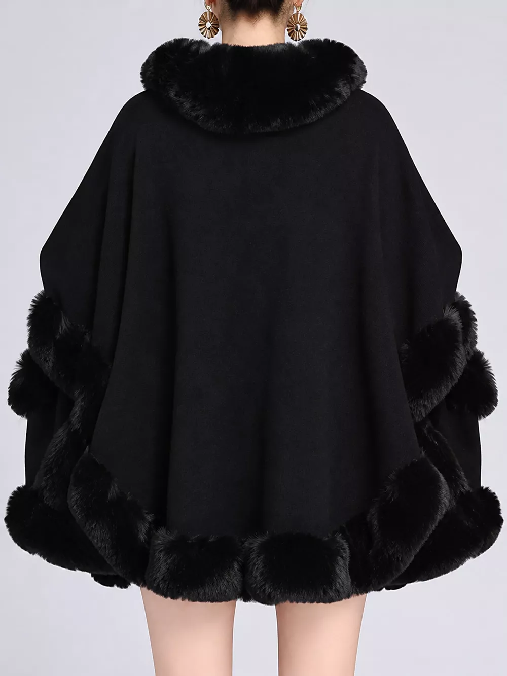 Faux Fur Trimmed Hooded Cape, image 16