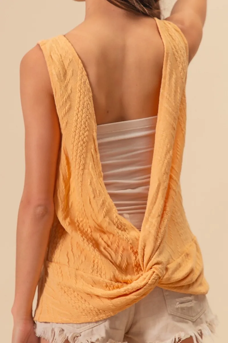 Textured Sweather Knit Twist Back Sleeveless Top, image 6
