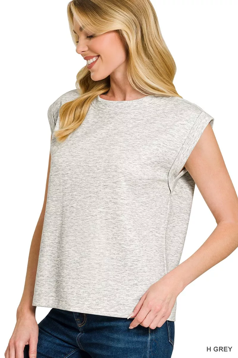 Scuba Round Neck Cap Sleeve Top