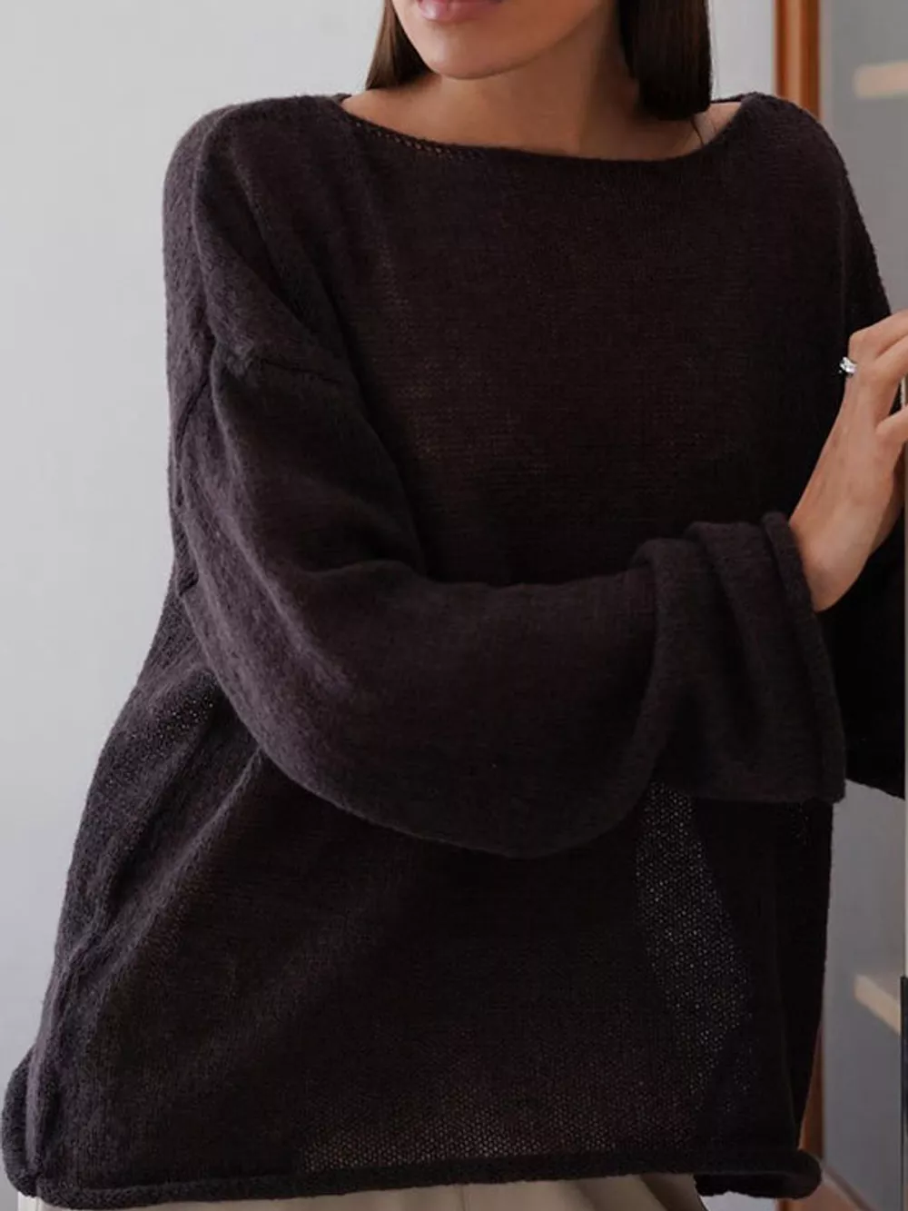 Lightweight Dropped Shoulder Knit Cover Up, image 13