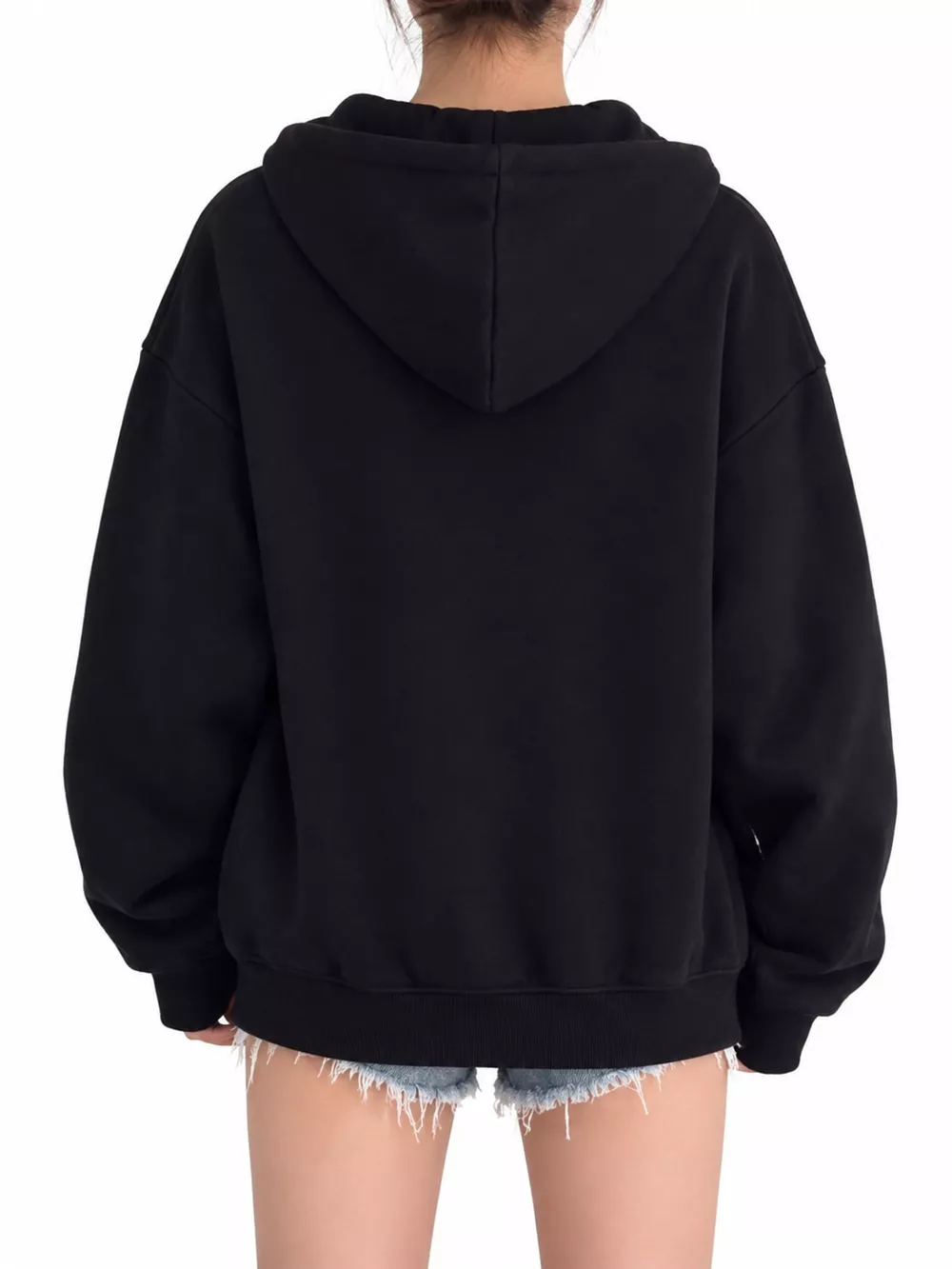 Full Size Zip-Up Dropped Shoulder Hoodie Plus Size, image 9