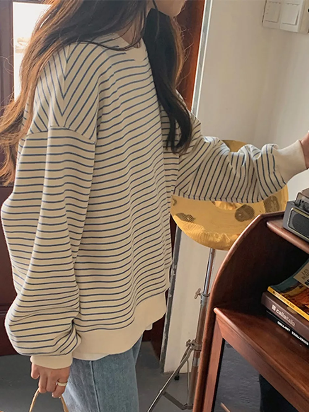 Striped Long-Sleeve Crewneck T-Shirt, image 6