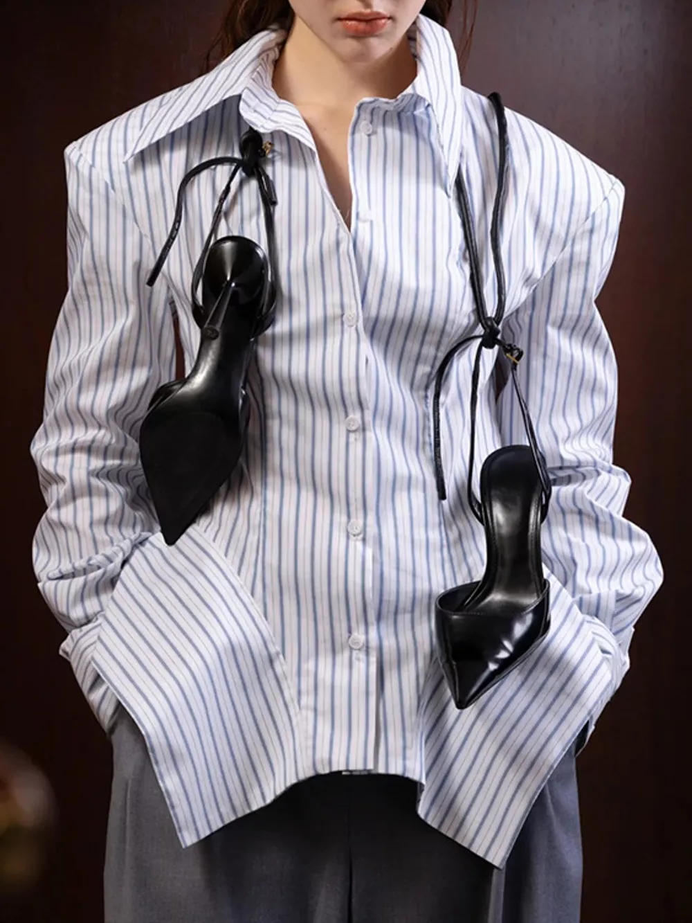 Striped Button Up Long Sleeve Shirt, image 5