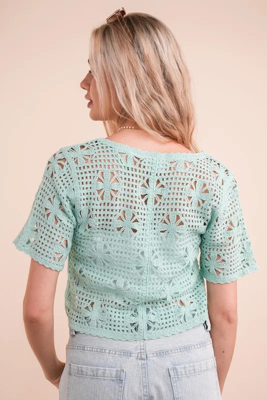 Front Tie Crochet Crop Top, image 7