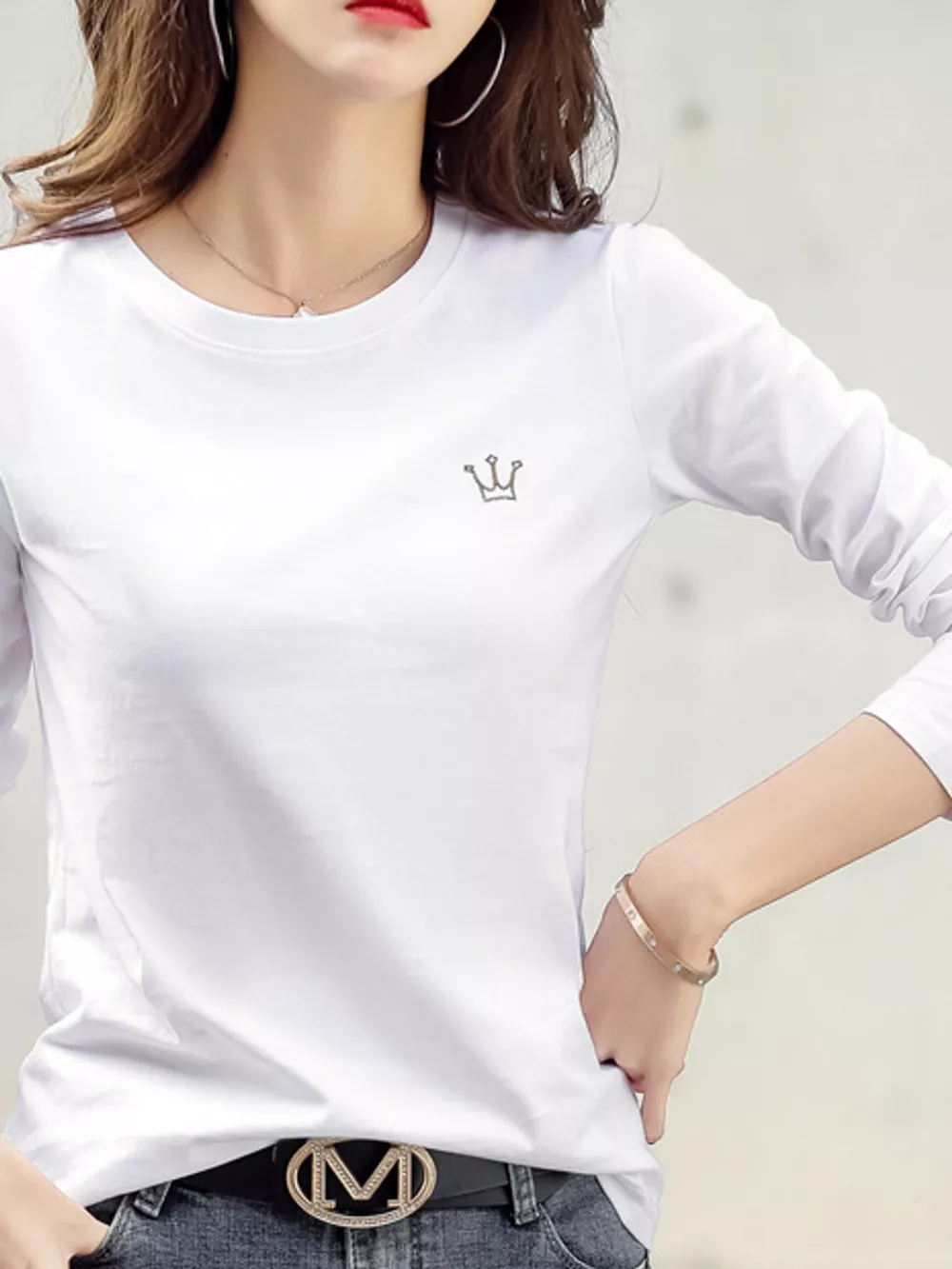 Full Size Crown Long Sleeve T-Shirt Plus Size