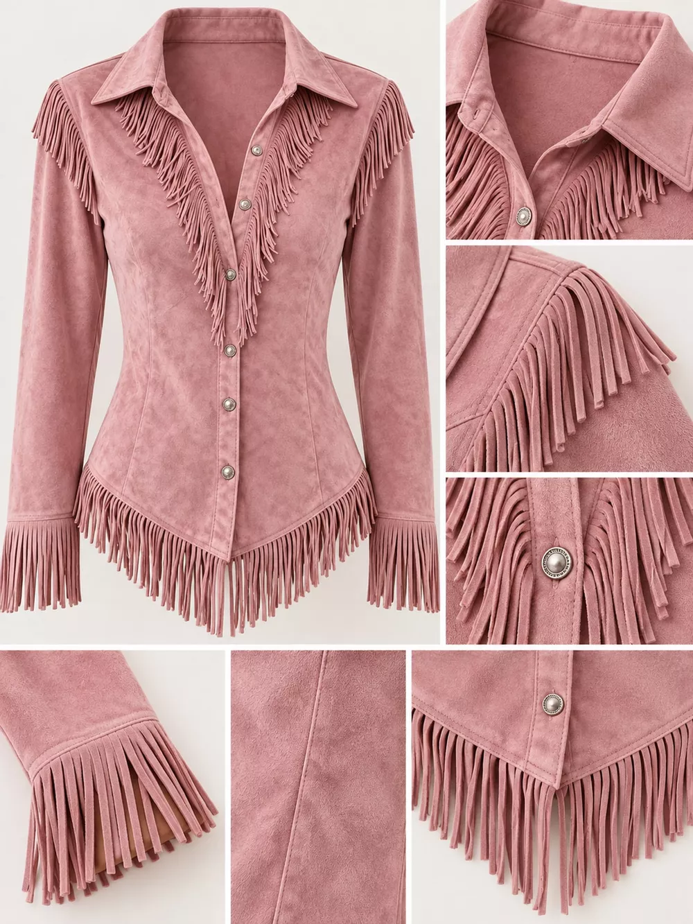 Full Size Fringed Button Up Shirt Plus Size, image 5