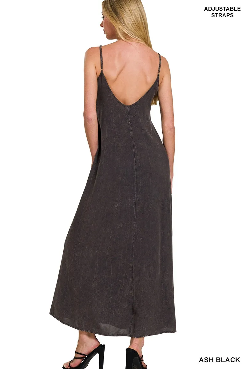 Mineral Washed Rayon Challis Cami Dress, image 3
