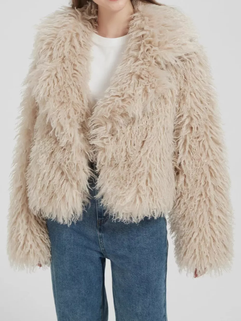 Faux Fur Open-Front Cropped Outerwear, image 2
