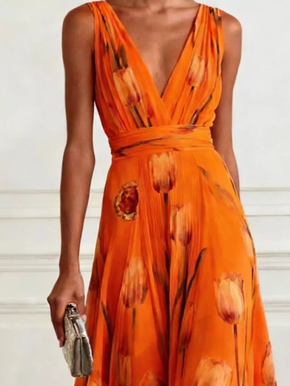 Full Size Sleeveless Floral Print Maxi Dress Plus Size, image 12