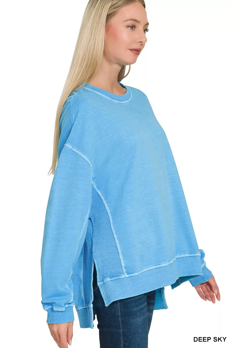 Full Size French Terry Pigment Dye & Enzyme Washing Pullover Plus Size, image 3