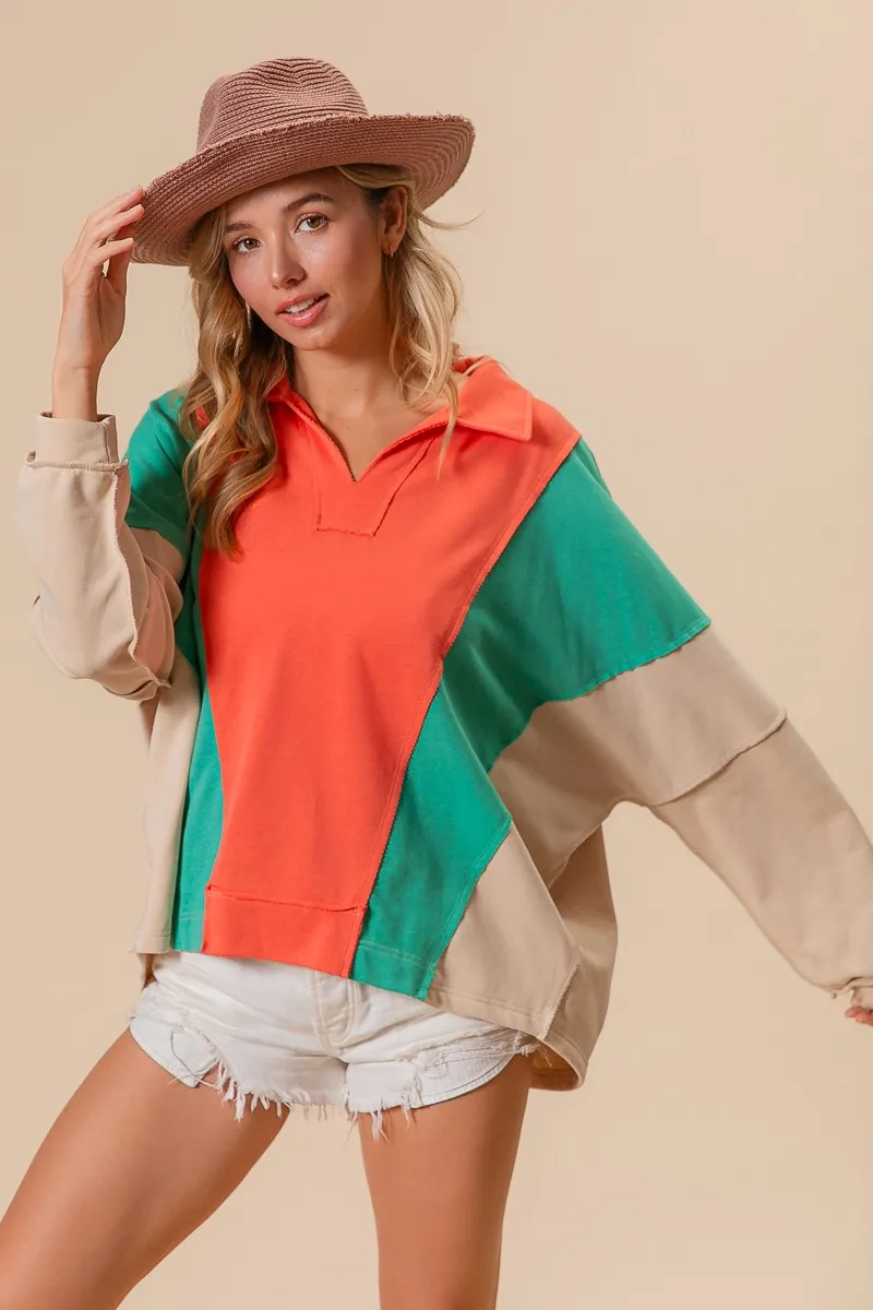 Colorblock Exposed Seam French Terry Sweatshirt, image 10