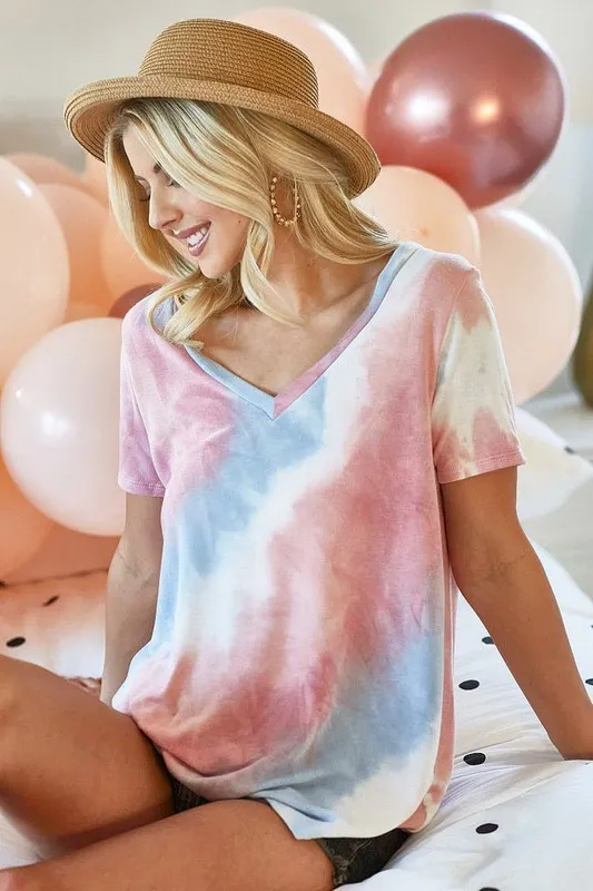 Tie Dye French Terry V Neck Top, image 14