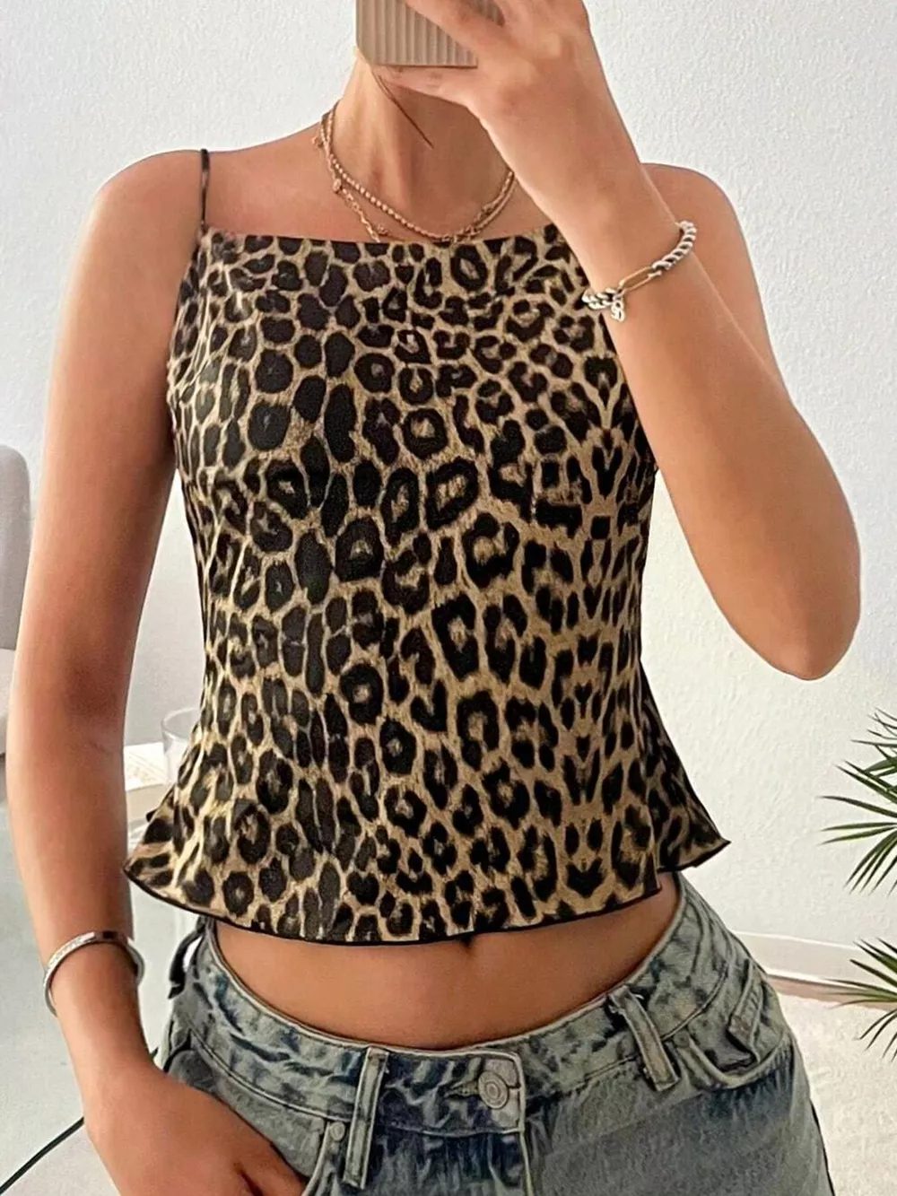 Leopard Print Cami with Back Tie, image 5