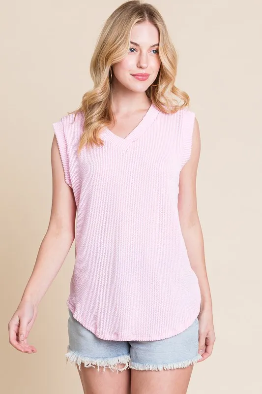 Rib Knit V-Neck Tank