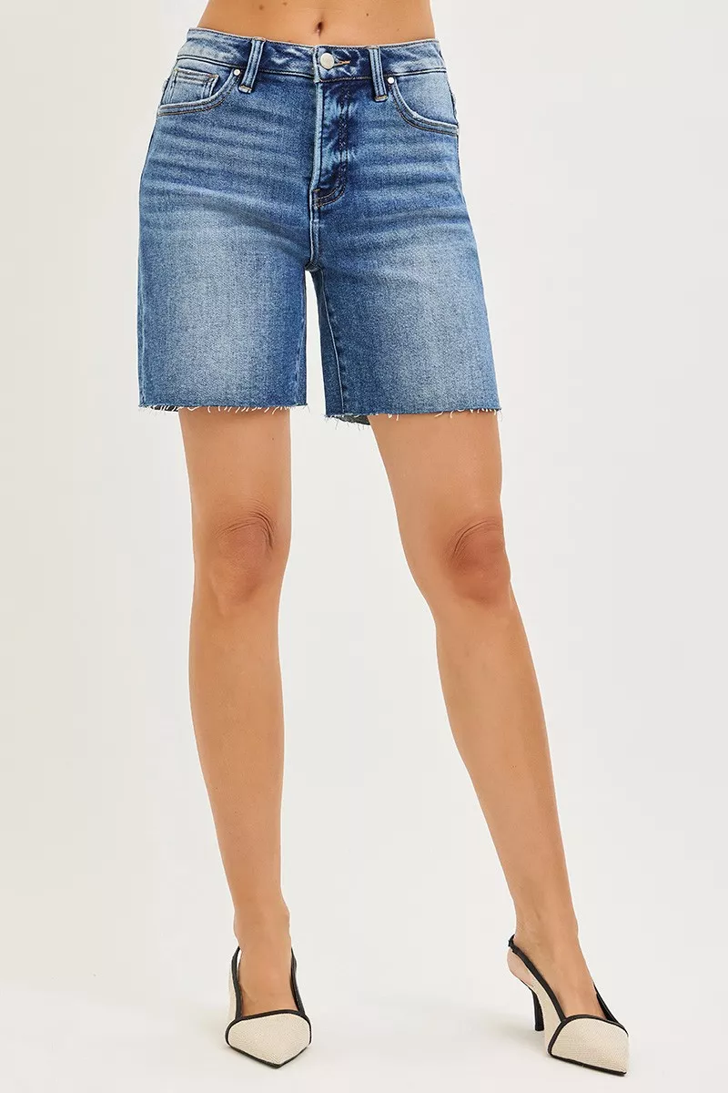 Tummy Control High Rise Raw Cut Hem Jhorts