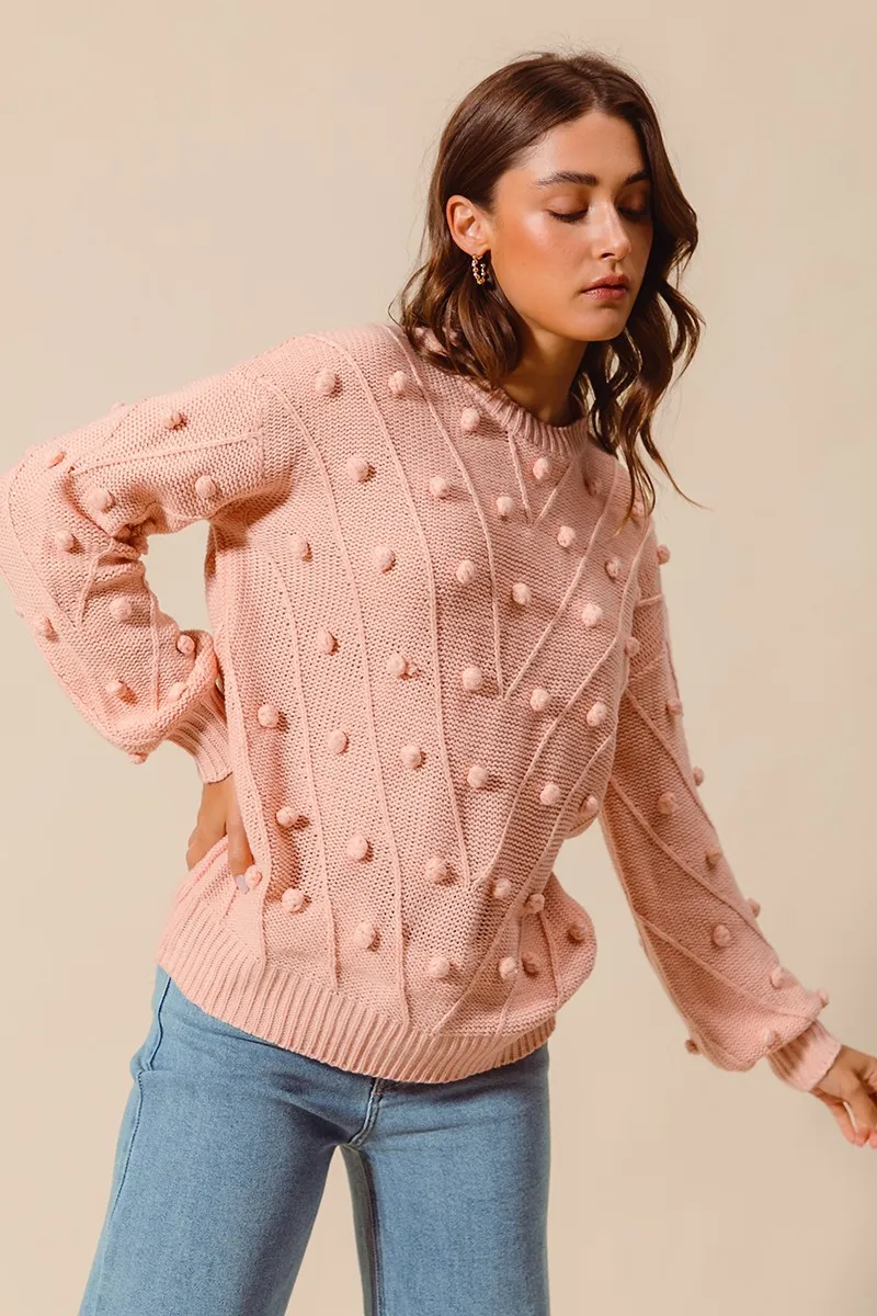 Pom Pom Textured Knit Sweater Top, image 10