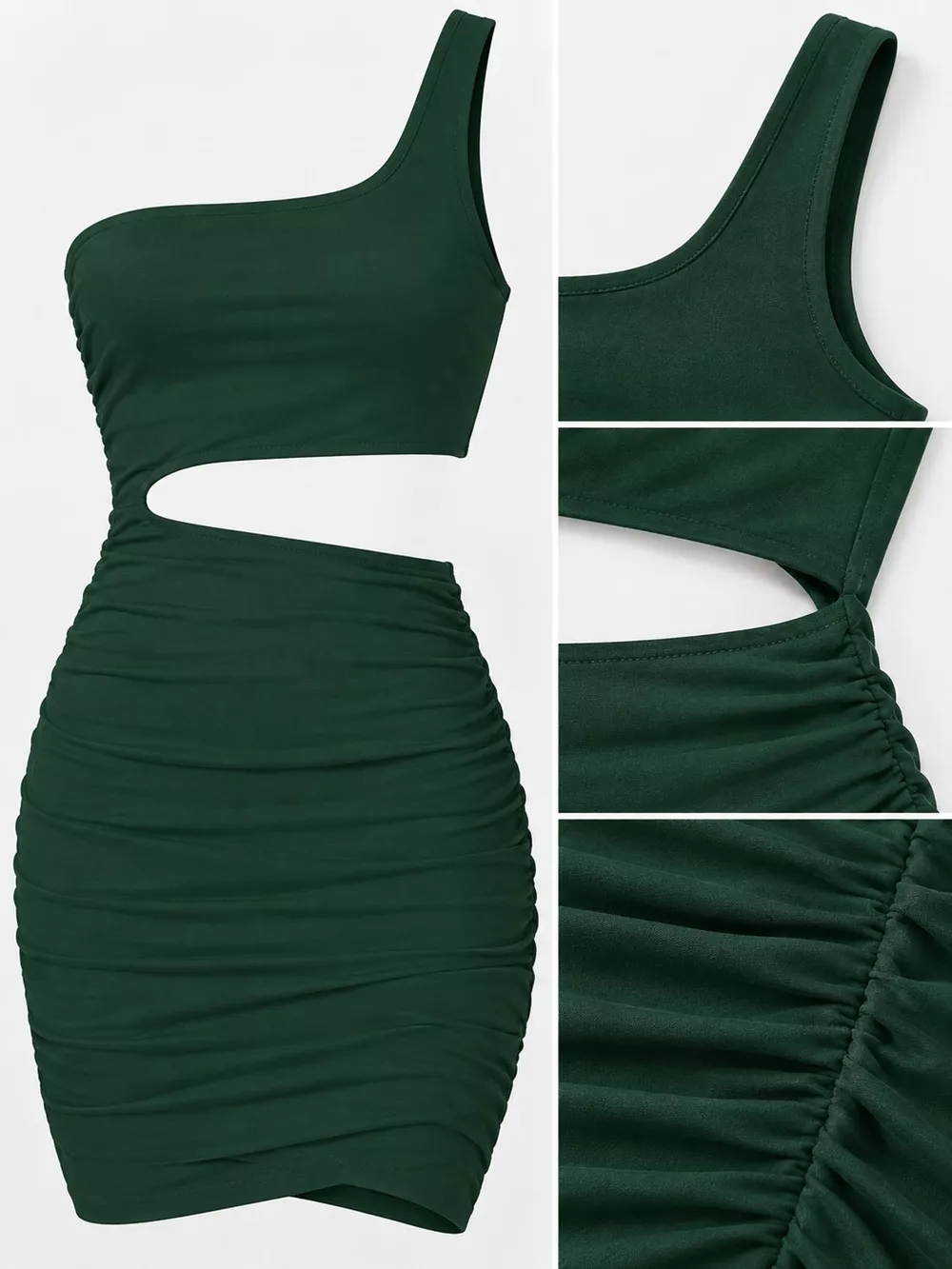 One-Shoulder Cutout Ruched Bodycon Mini Dress, image 46