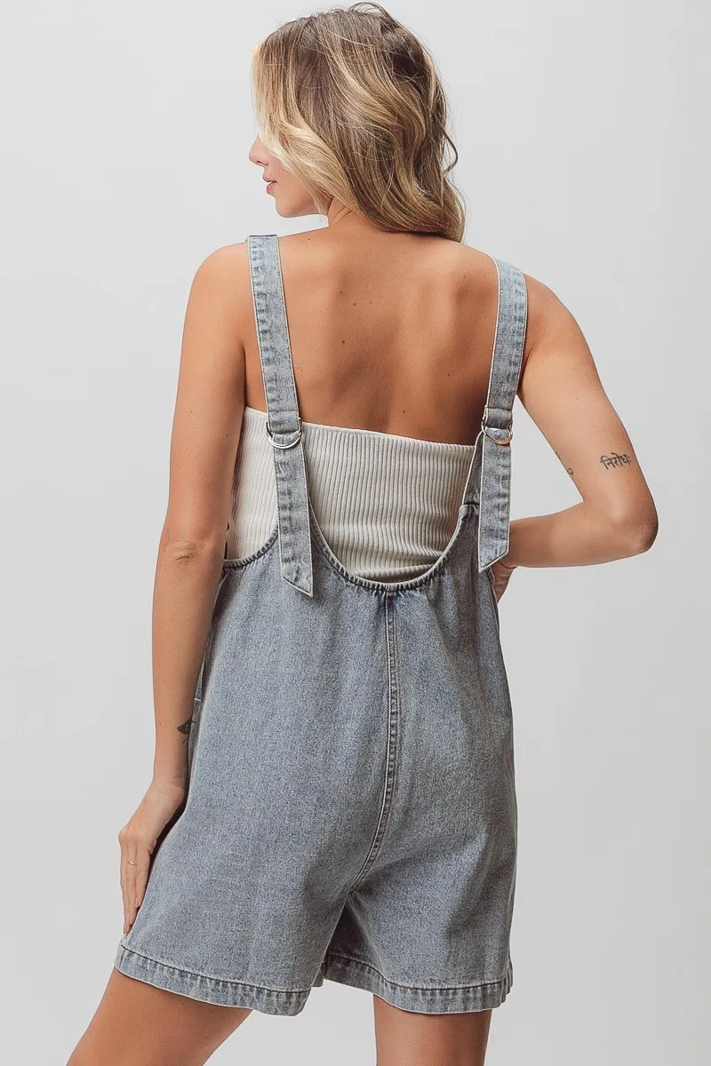Patch Vintage Washed Denim Shortall, image 10