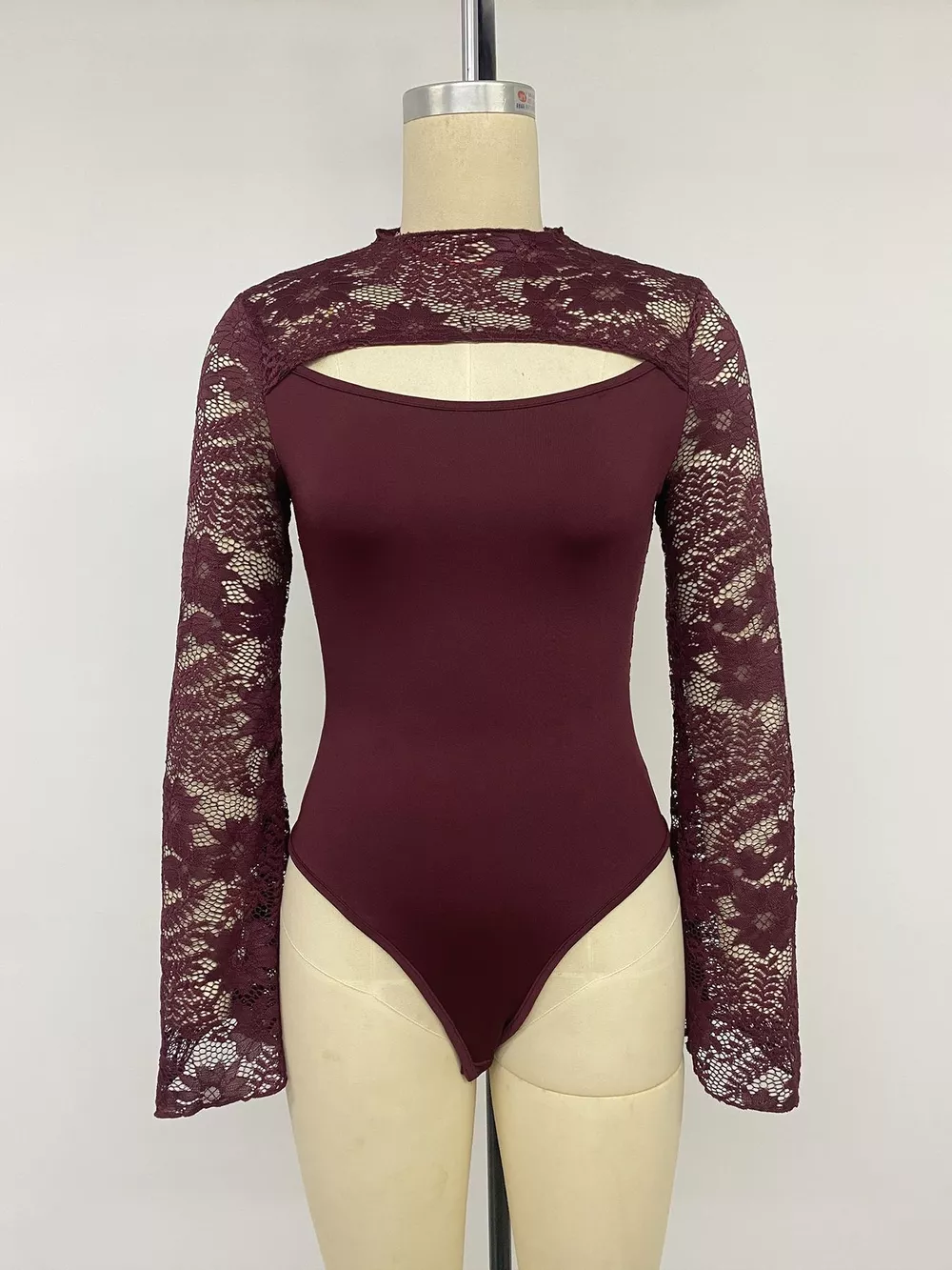 Lace Cut-out Flare Sleeve Bodysuit, image 8