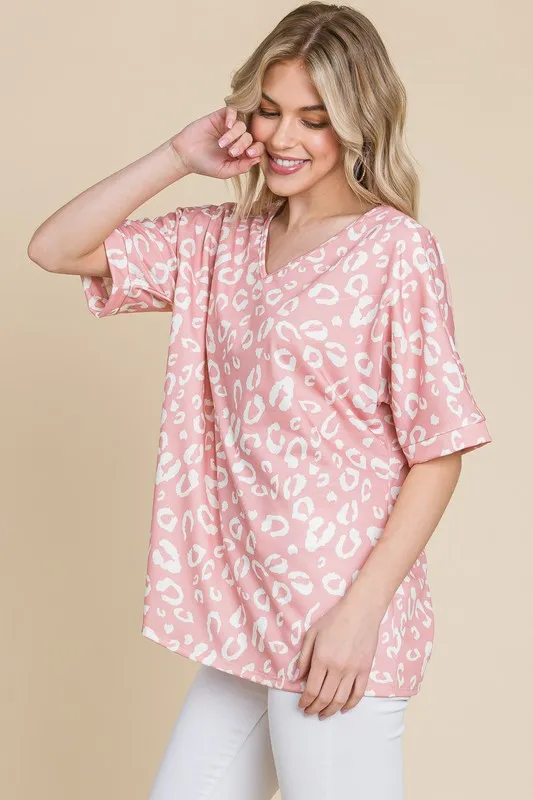 Loose Fit Animal Print Soft Knit Top, image 4