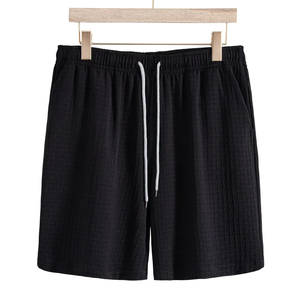 Men's Classic Textured Shorts with Elastic Waist