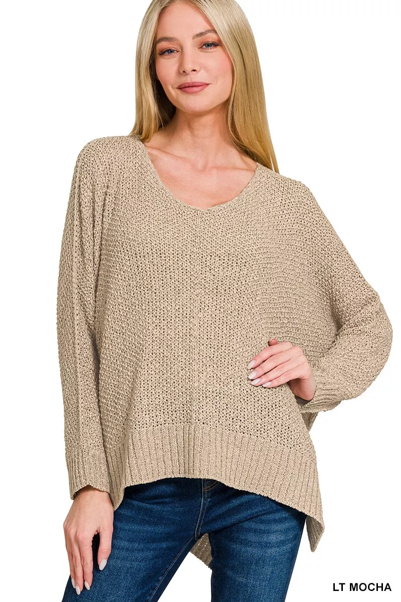 Dolman Sleeve V-Neck Sweater