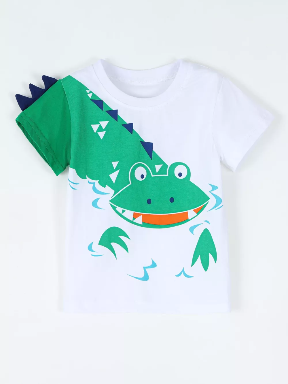 Children's Crocodile Graphic Round Neck T-Shirt, image 2