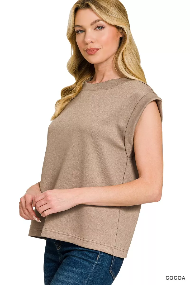 Scuba Round Neck Cap Sleeve Top, image 4