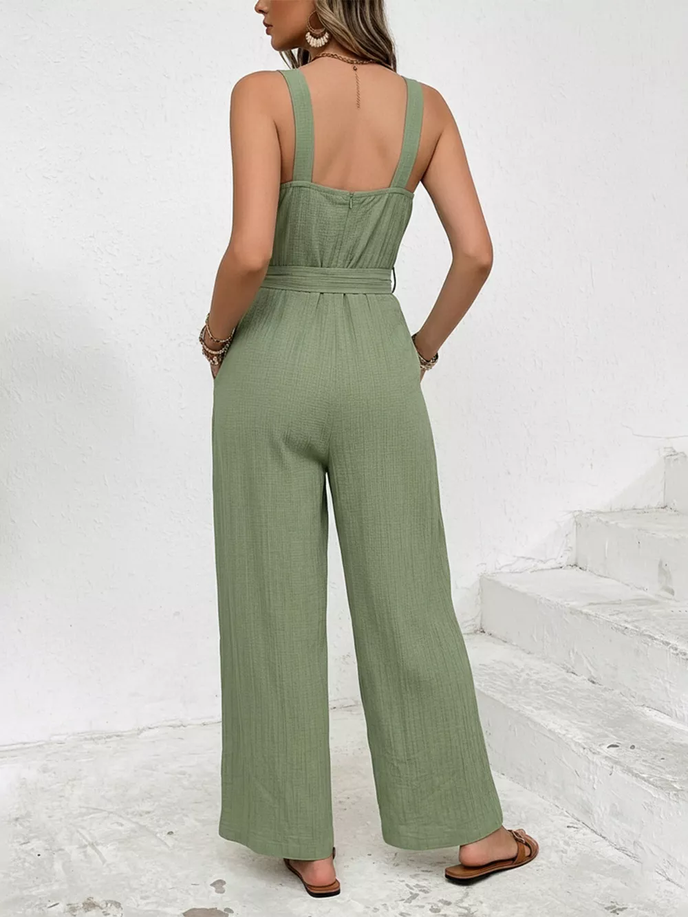 Tie Waist Wide Leg Jumpsuit, image 10
