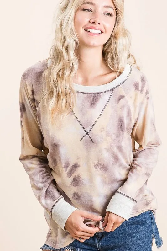 Tie Dye Terry Pull Over With Contrast Stitching, image 5