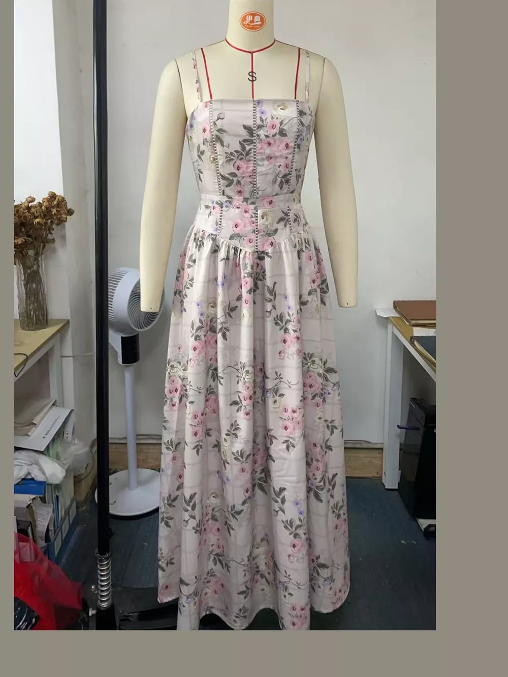 Floral Spaghetti Straps Midi Dress, image 47