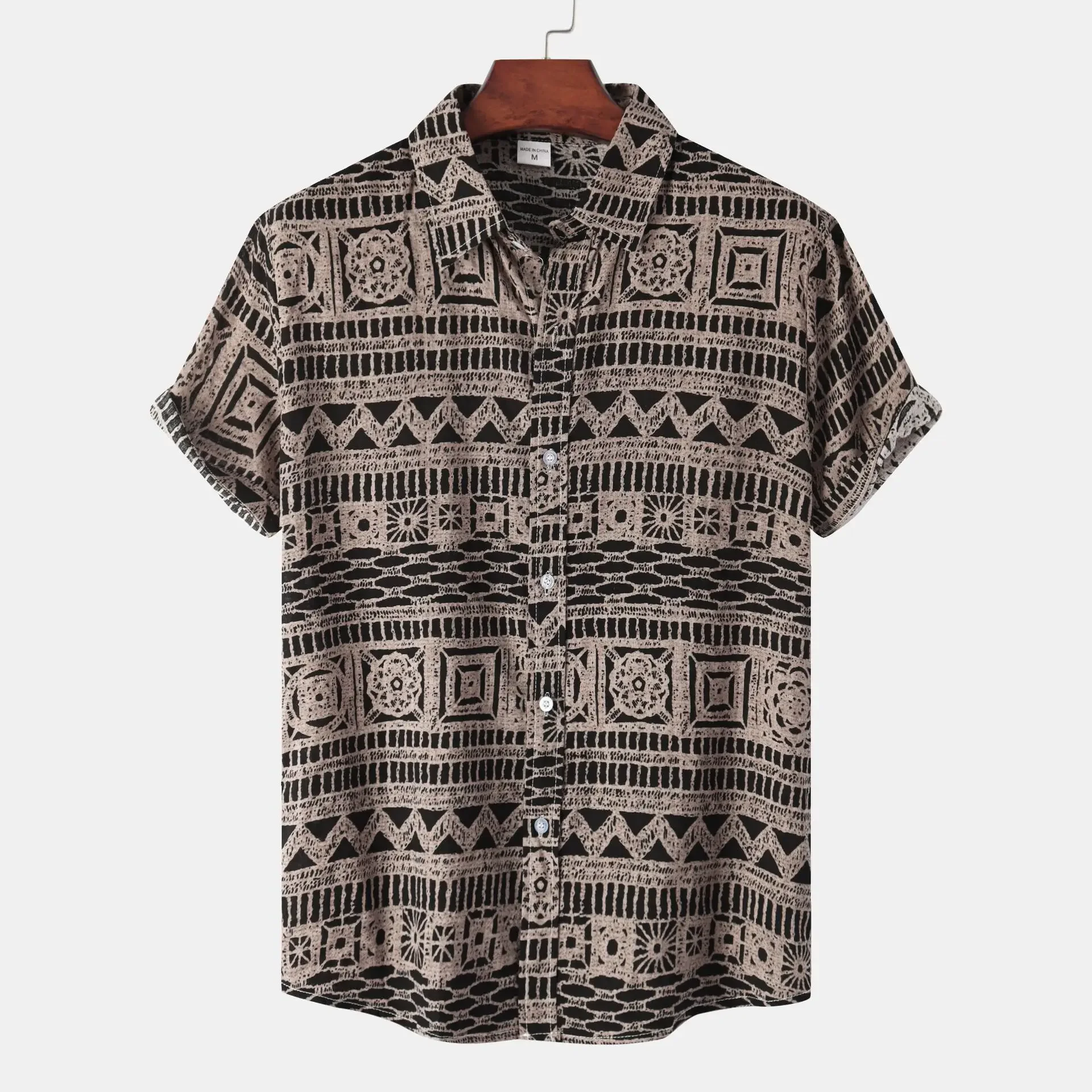 Men's Plus Size Printed Button Up Short Sleeve Shirt, image 7