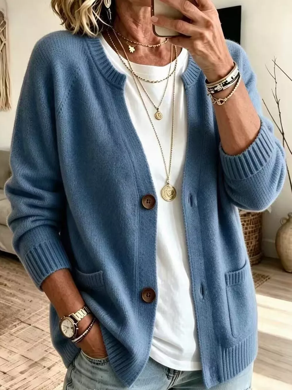 Full Size Button-Down Knit Cardigan Plus Size, image 22