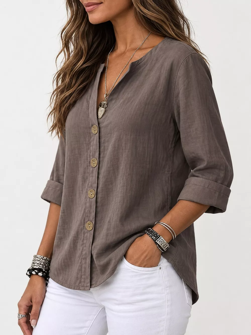 Notched Button Down Shirt, image 45